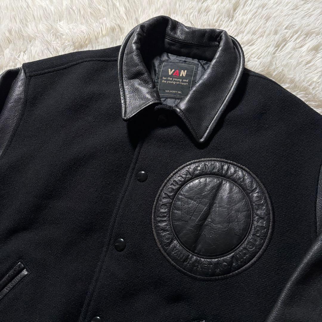 ま*か様 美品■VAN JACKET スタジャン 袖レザー　アーチロゴ　ワッペン