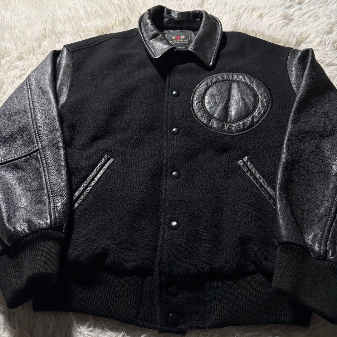 ま*か様 美品■VAN JACKET スタジャン 袖レザー　アーチロゴ　ワッペン