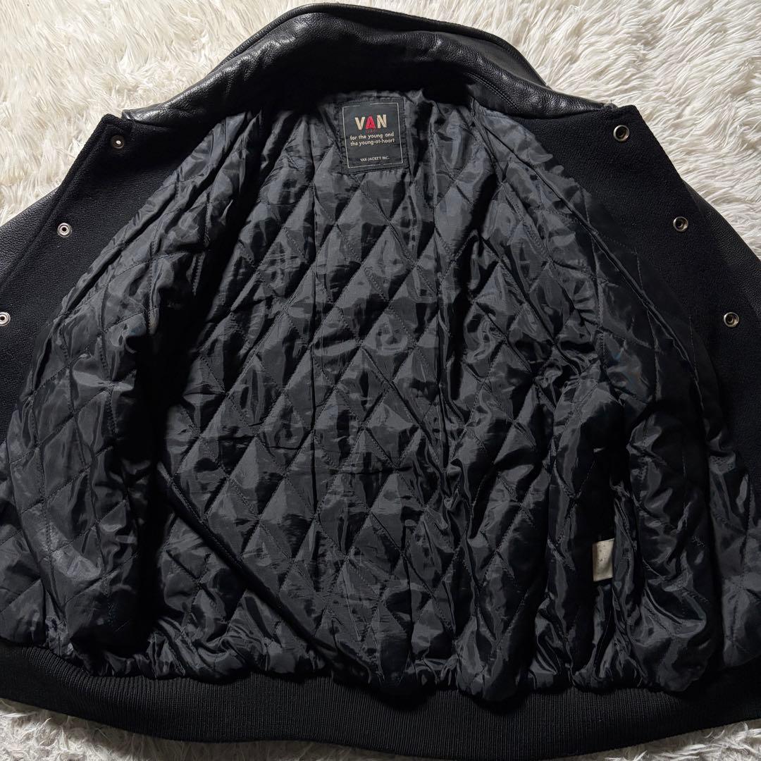 ま*か様 美品■VAN JACKET スタジャン 袖レザー　アーチロゴ　ワッペン