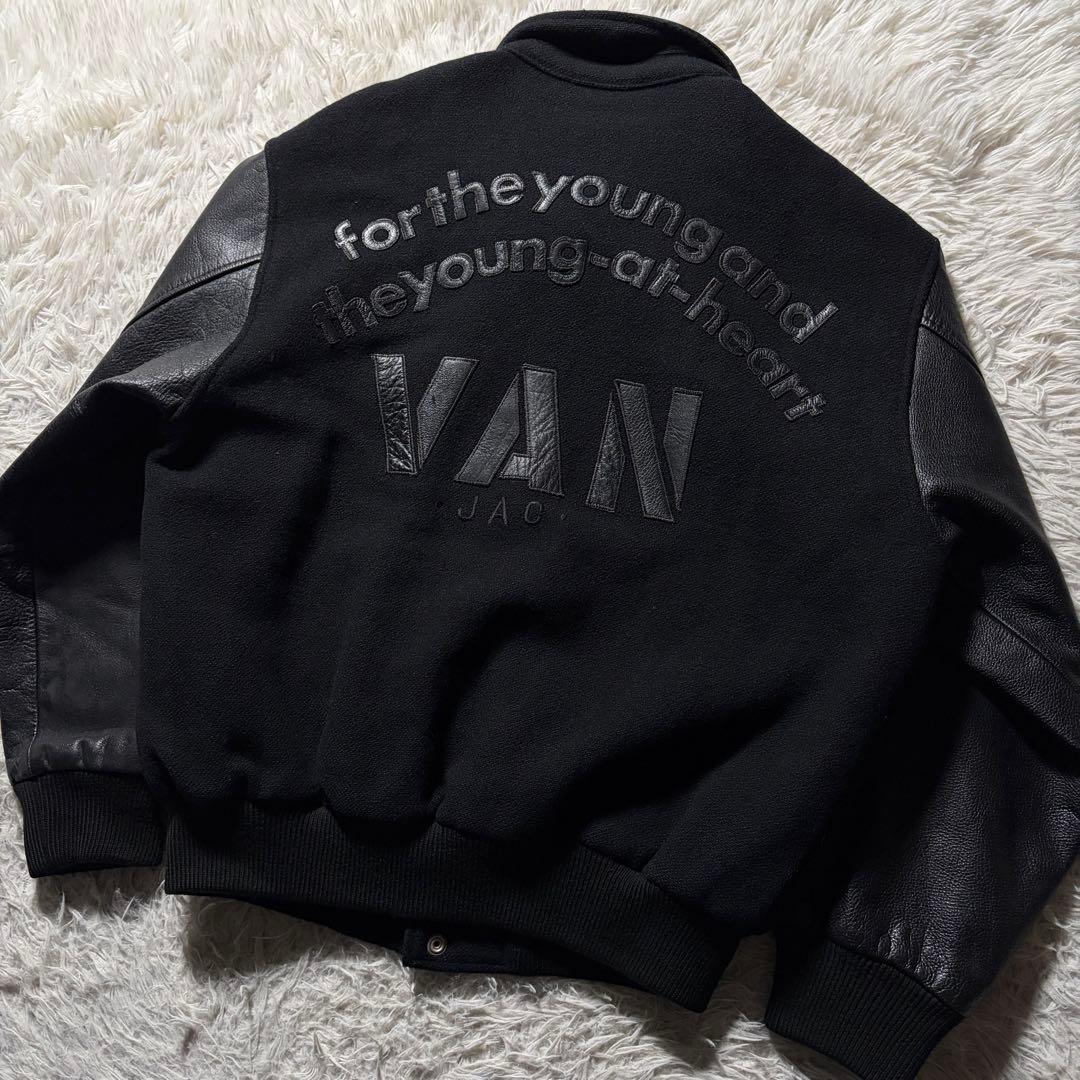 ま*か様 美品■VAN JACKET スタジャン 袖レザー　アーチロゴ　ワッペン