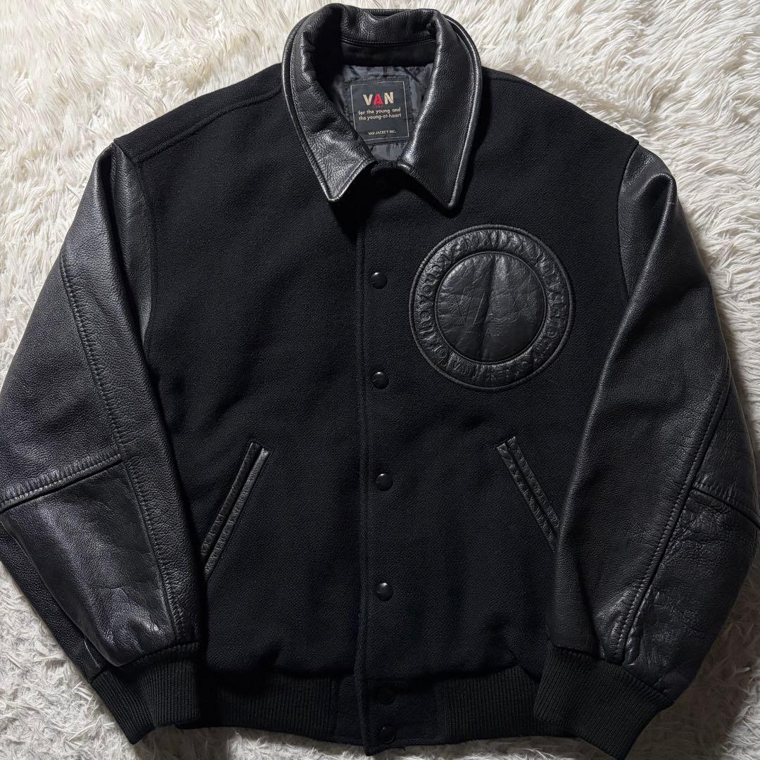 ま*か様 美品■VAN JACKET スタジャン 袖レザー　アーチロゴ　ワッペン