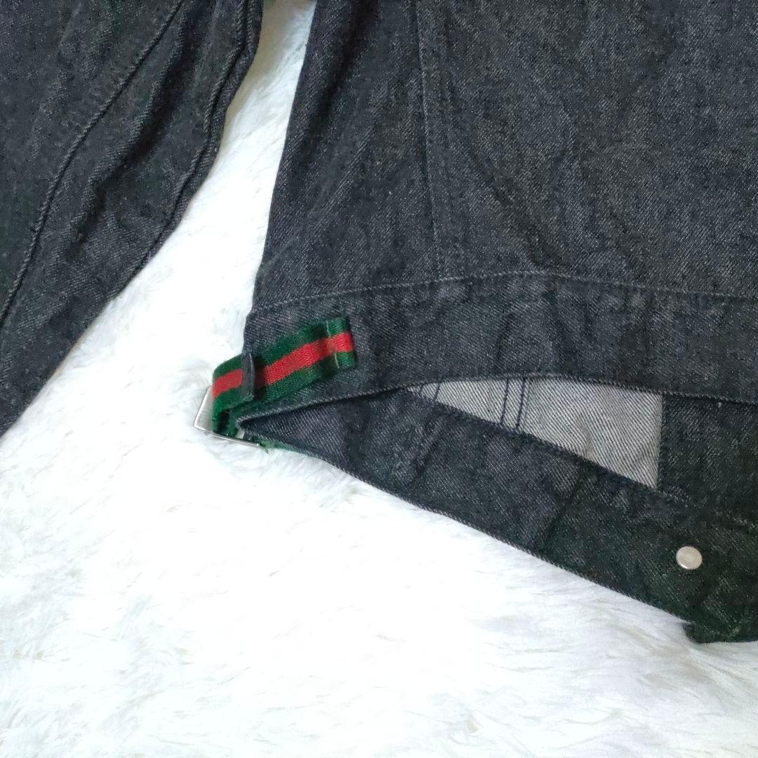 希少デザイン GUCCI Ｇジャン シェリーライン ブラック デニム イタリア製