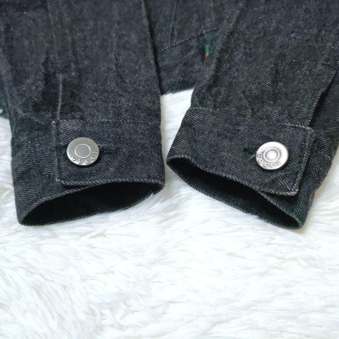 希少デザイン GUCCI Ｇジャン シェリーライン ブラック デニム イタリア製