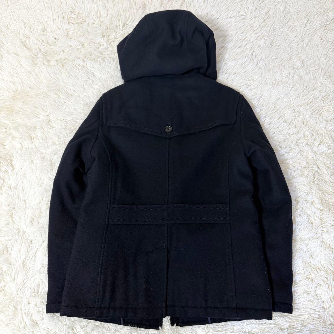 美品 バーバリーブラックレーベル ダッフルコート ボアフード ブラック L