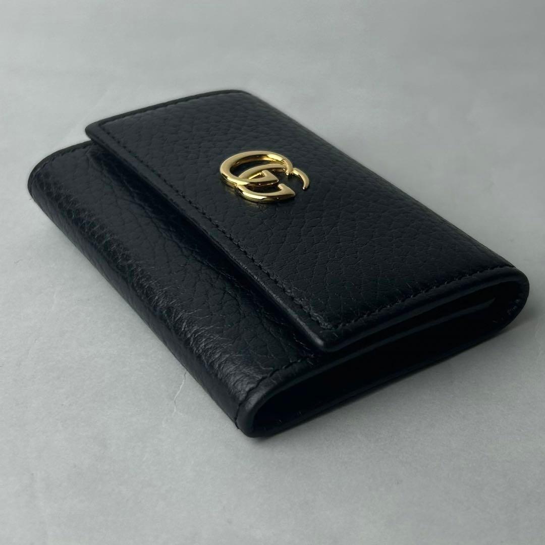 【未使用に近い】Sランク級 GUCCI ブラックレザー GGロゴ キーケース