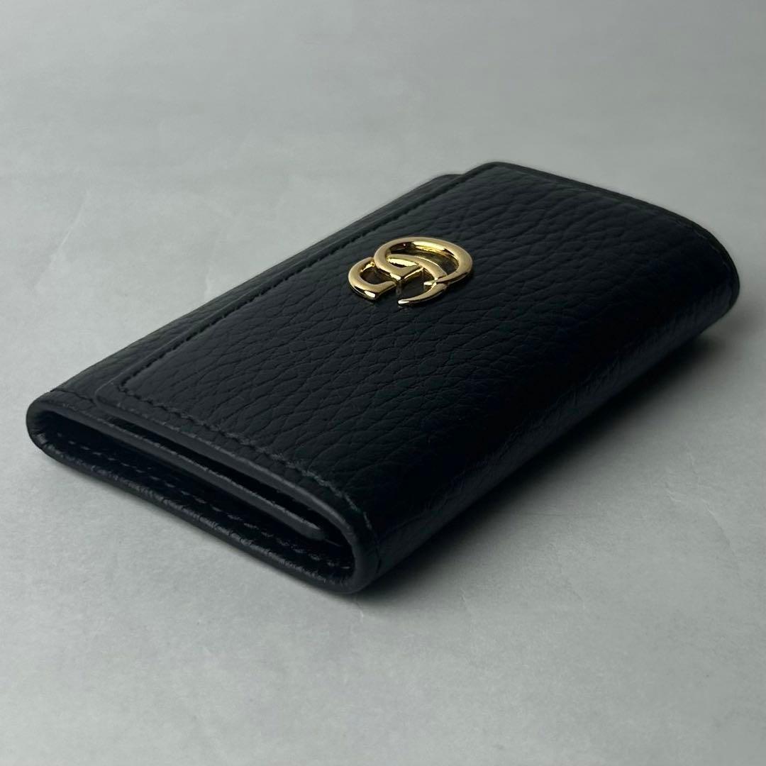 【未使用に近い】Sランク級 GUCCI ブラックレザー GGロゴ キーケース