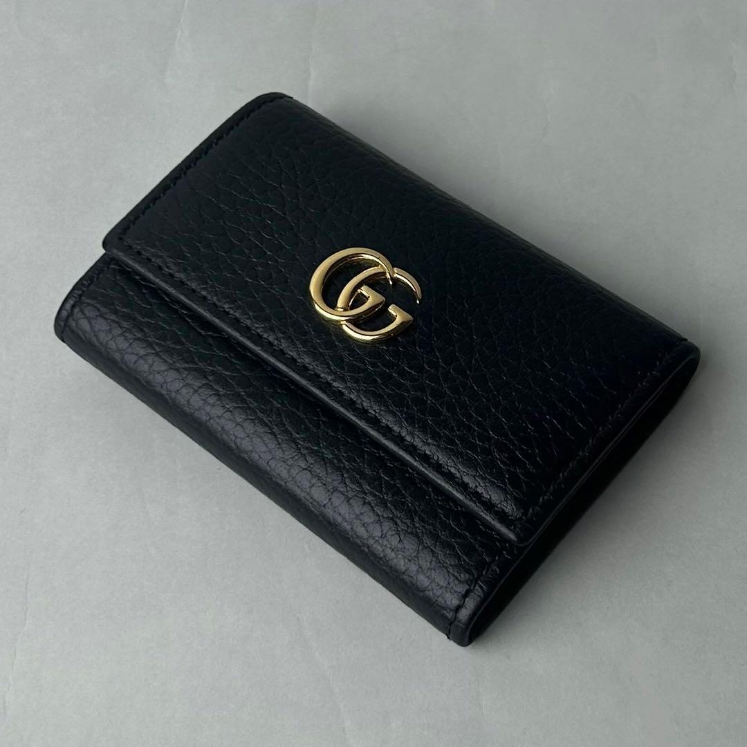 【未使用に近い】Sランク級 GUCCI ブラックレザー GGロゴ キーケース