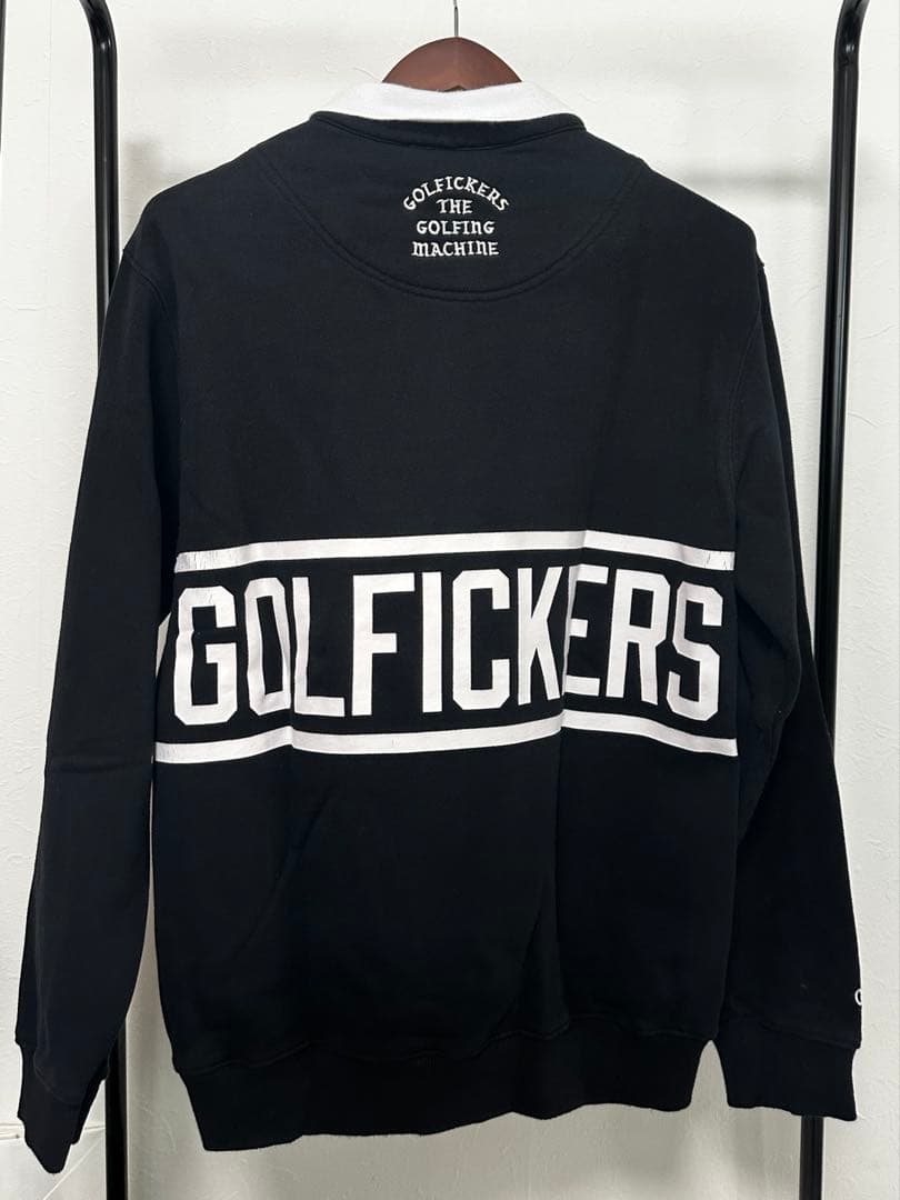 【GOLFFICKERS】長袖スウェットポロシャツ M ブラック