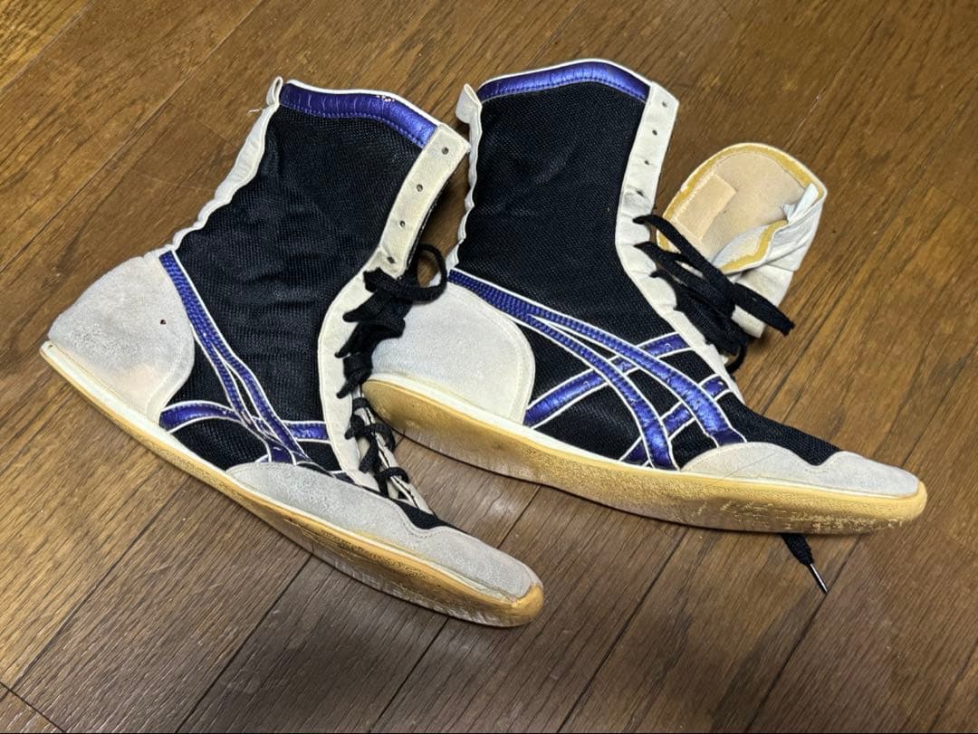 オーダーカラー　ASICS ボクシングシューズ 黒/紫 ハイカット