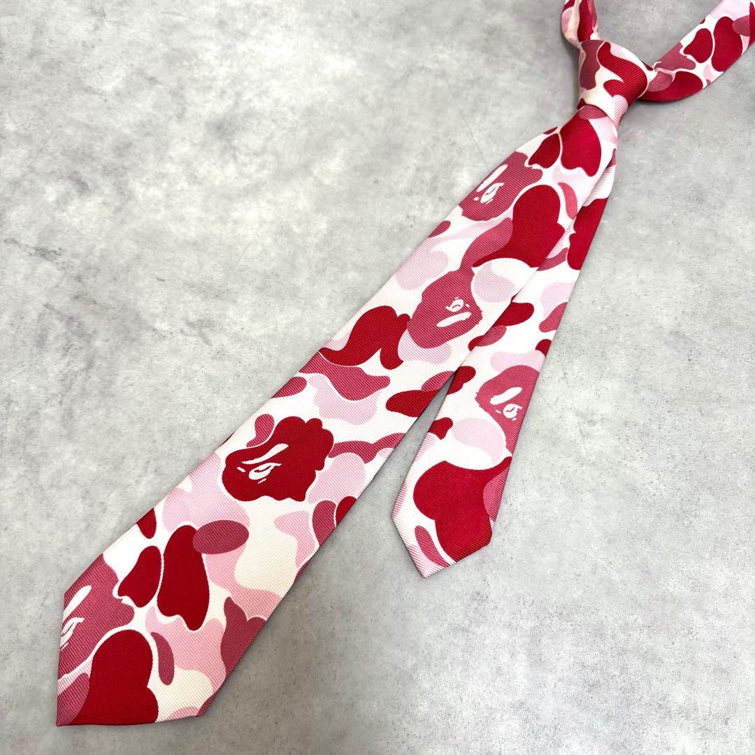 希少デザイン アベイシングエイプ カモフラエイプ ネクタイ ピンク APE