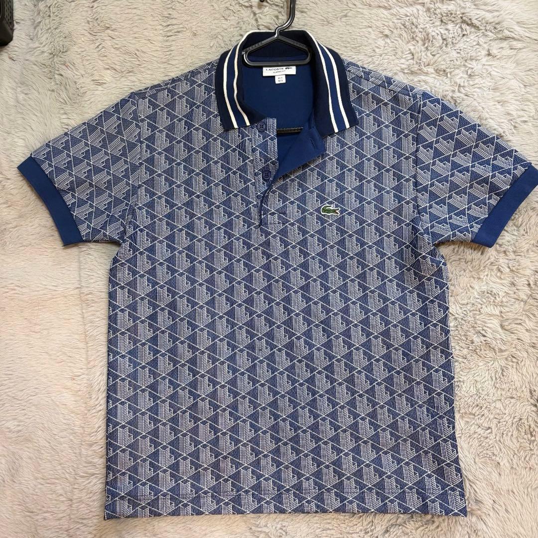 LACOSTE モノグラムジャカード 半袖ポロシャツ