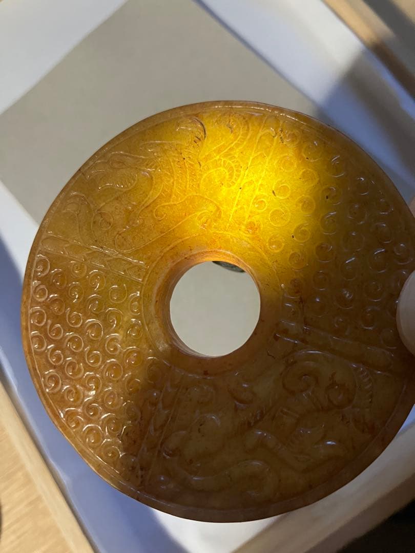 古玉、中国漢時代，本物アンティーク、光り通す、直径70cm