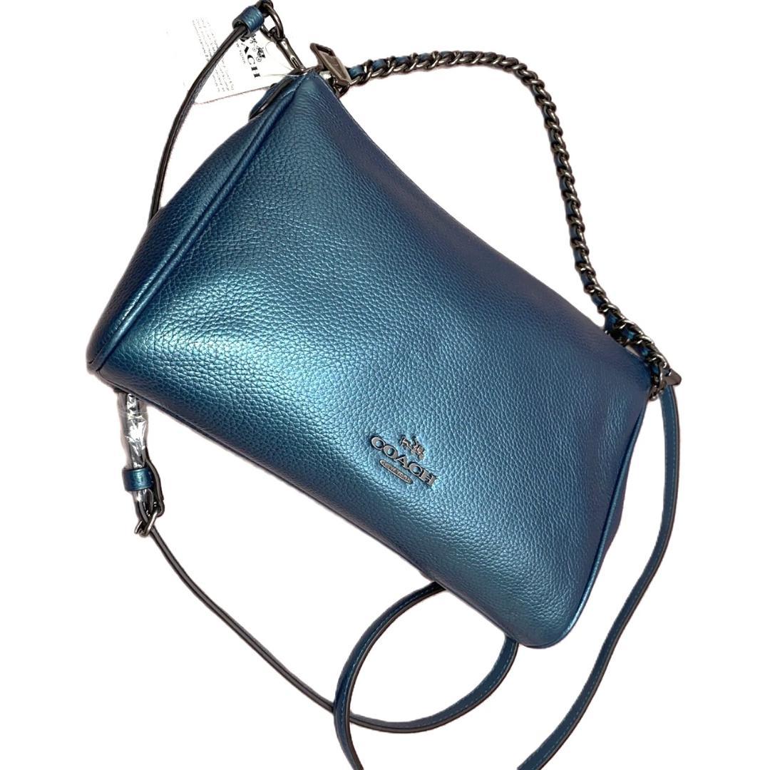 コーチＣＯＡＣＨ/メタリックブルーレザー2ウェイショルダーバッグ