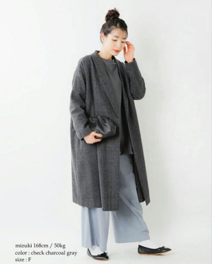 mizuiro-ind ショールカラーワイドロングコート オーバーサイズ　日本製