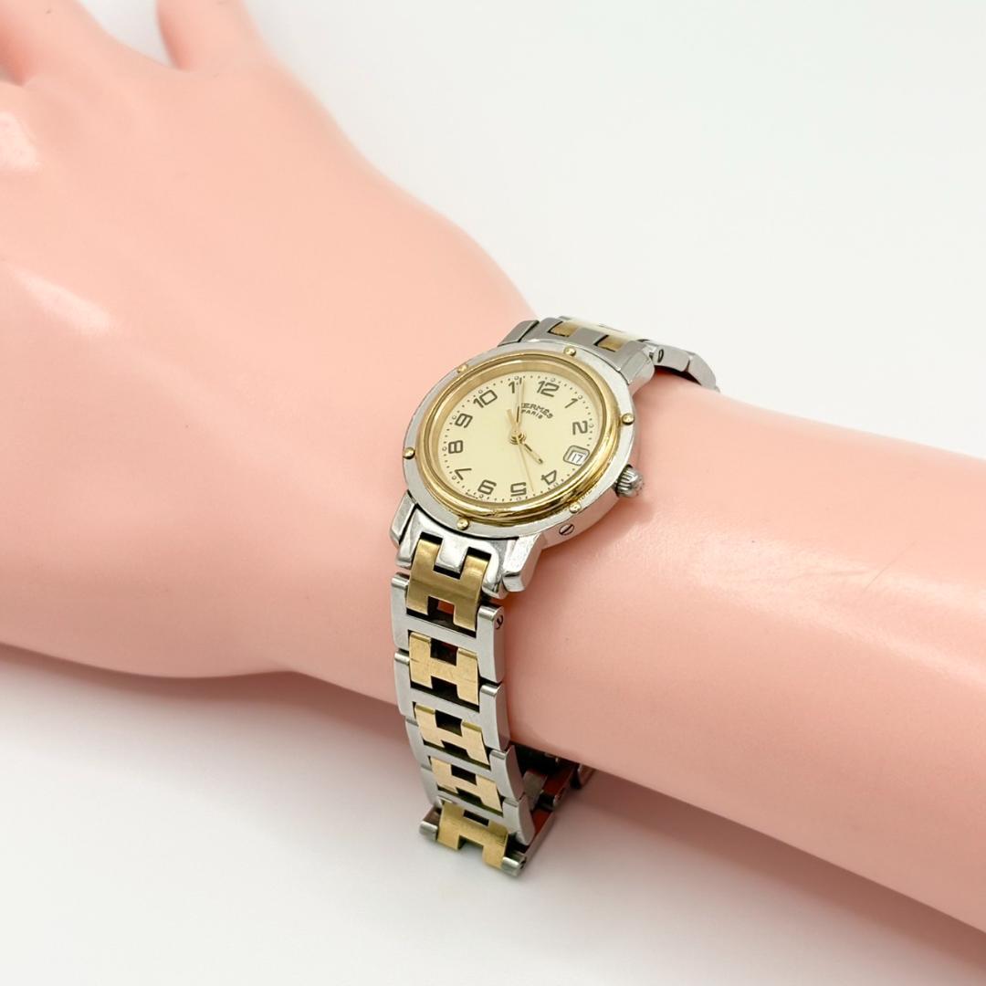 325●美品● HERMES エルメス クリッパー CL4.220 アイボリー