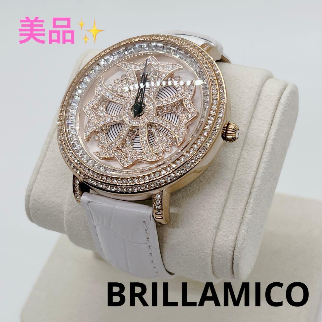 美品✨新品電池　BRILLAMICO 腕時計　ストーン　ピンクゴールド