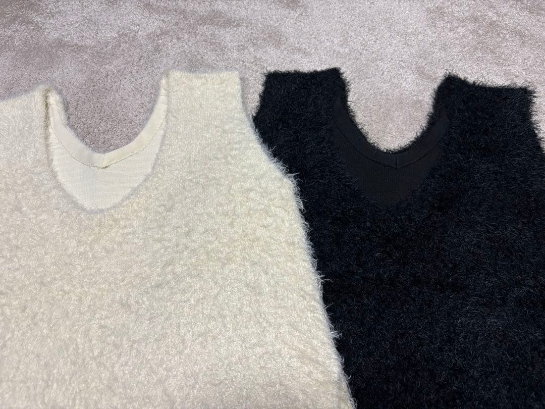 NATURAL BEAUTY BASIC ヘアリーニットベスト　2枚セット