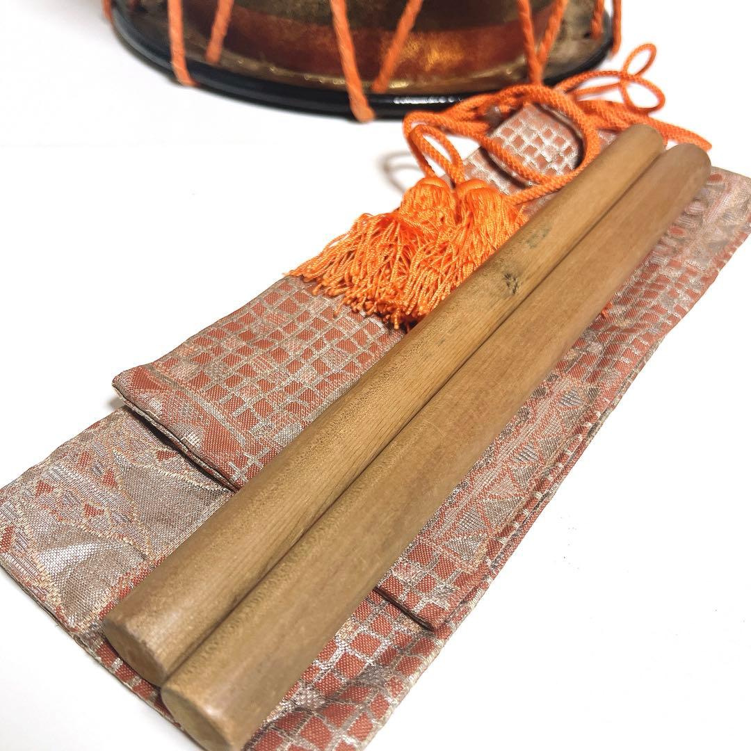 締め太鼓　和太鼓 34.5cm×16cm 蒔絵　打楽器　鼓面良好　金彩