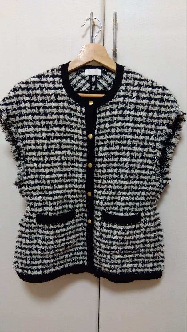 Ballsey ニットコンビツイード フレンチスリーブジレ　36（9号）