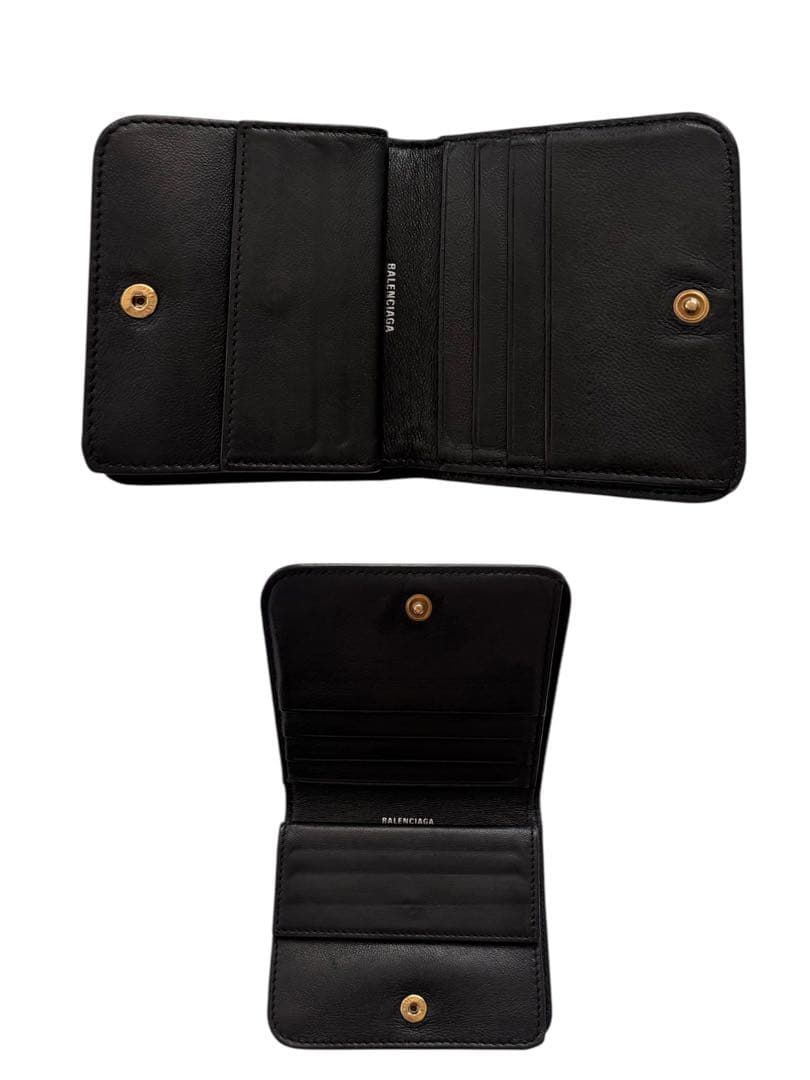 美品✨BALENCIAGAバレンシアガ財布　二つ折財布594216ロゴ　ブラック