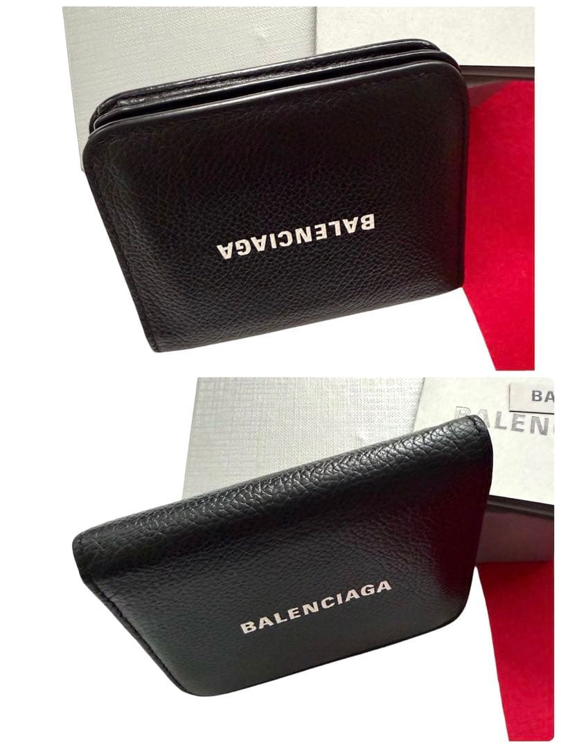 美品✨BALENCIAGAバレンシアガ財布　二つ折財布594216ロゴ　ブラック