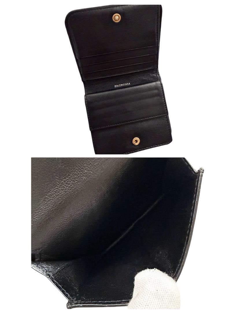 美品✨BALENCIAGAバレンシアガ財布　二つ折財布594216ロゴ　ブラック