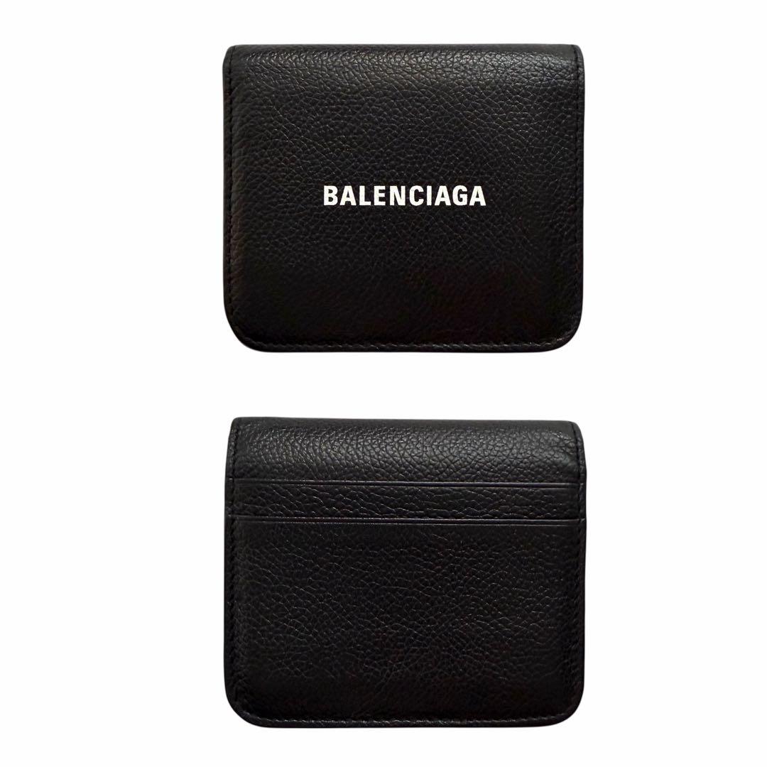 美品✨BALENCIAGAバレンシアガ財布　二つ折財布594216ロゴ　ブラック