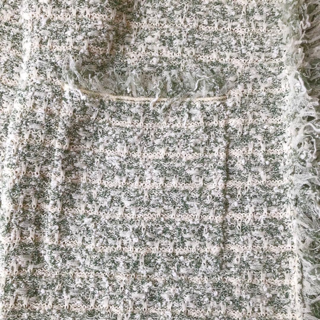 美品 レキップ 24AW ツイードジャガードカーディガン ジャケット グリーン