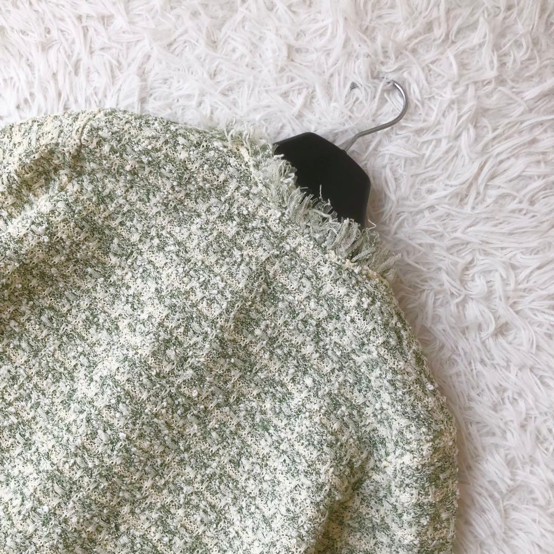 美品 レキップ 24AW ツイードジャガードカーディガン ジャケット グリーン