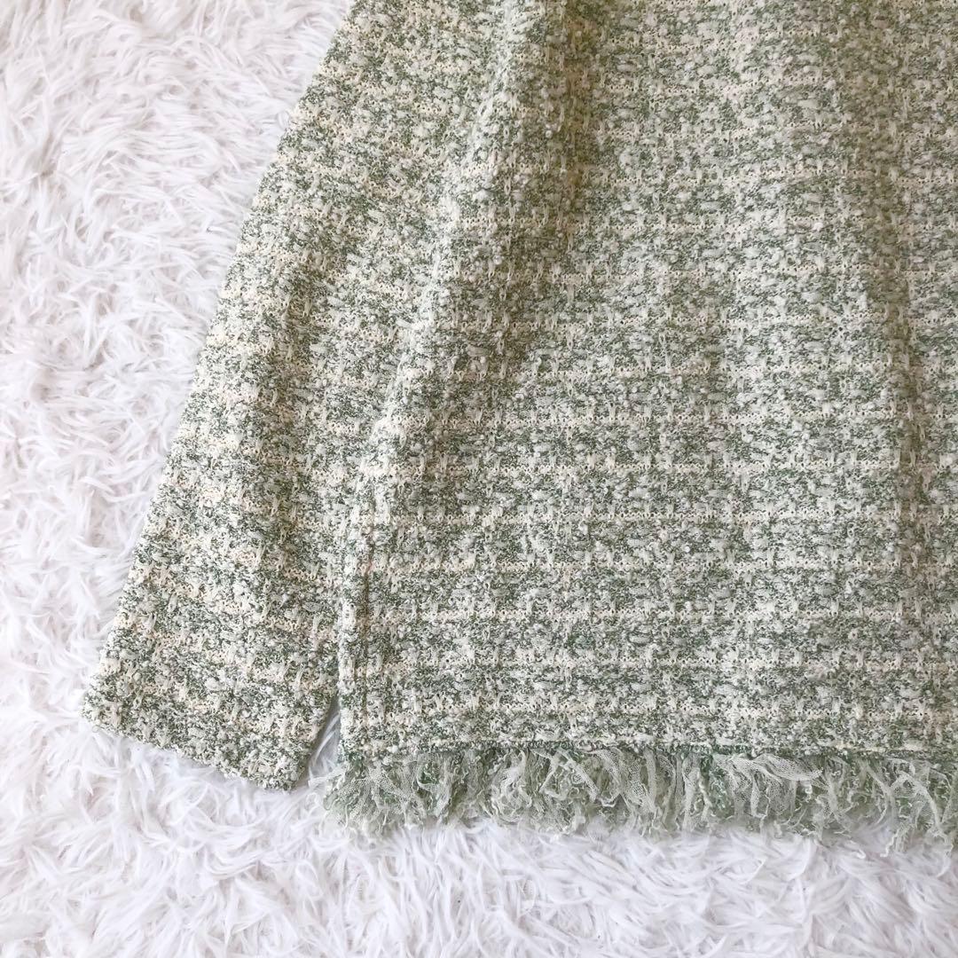 美品 レキップ 24AW ツイードジャガードカーディガン ジャケット グリーン