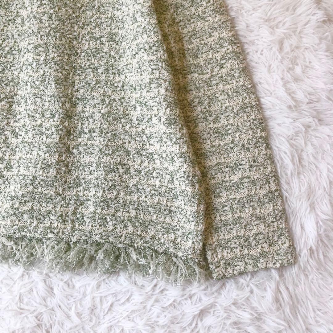 美品 レキップ 24AW ツイードジャガードカーディガン ジャケット グリーン