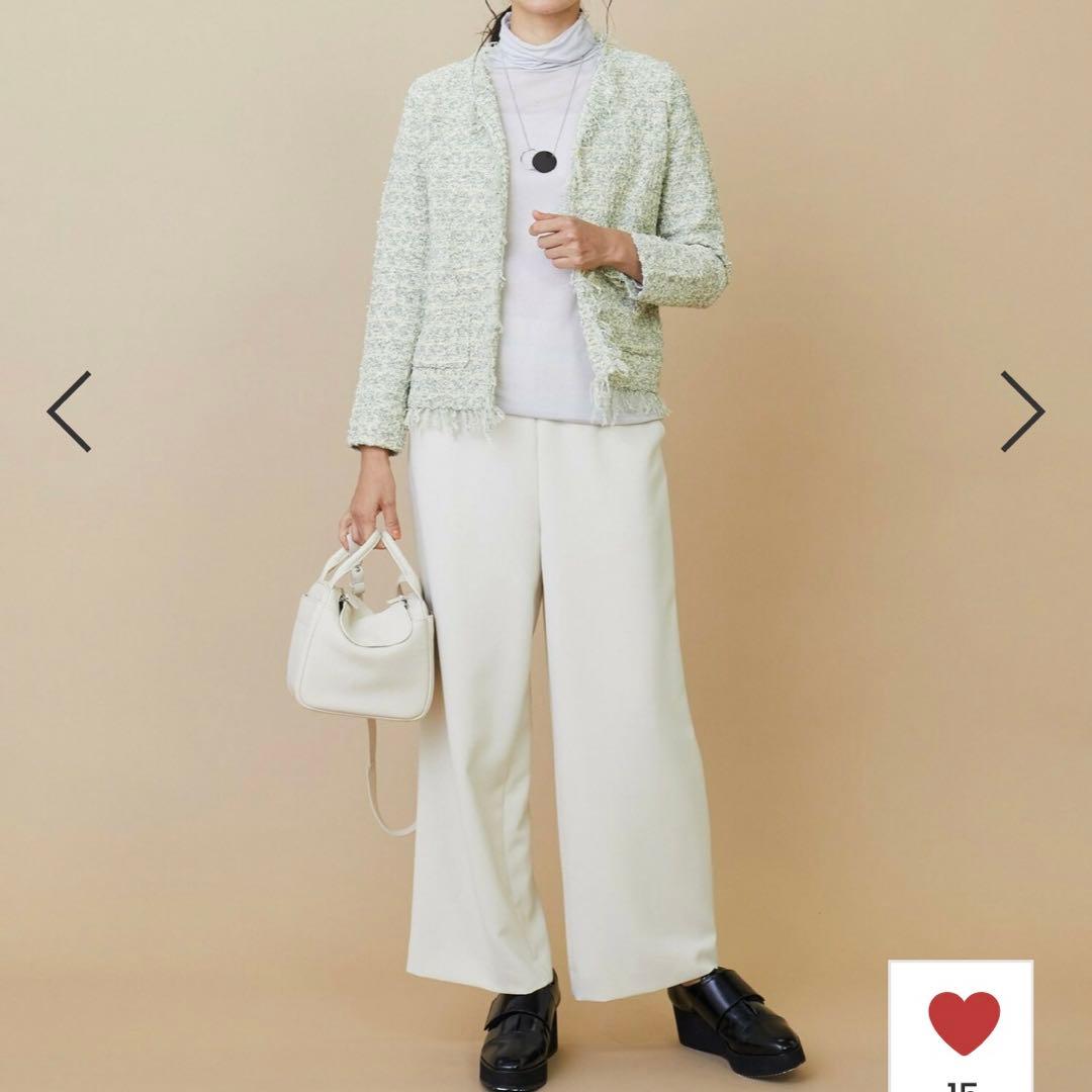 美品 レキップ 24AW ツイードジャガードカーディガン ジャケット グリーン