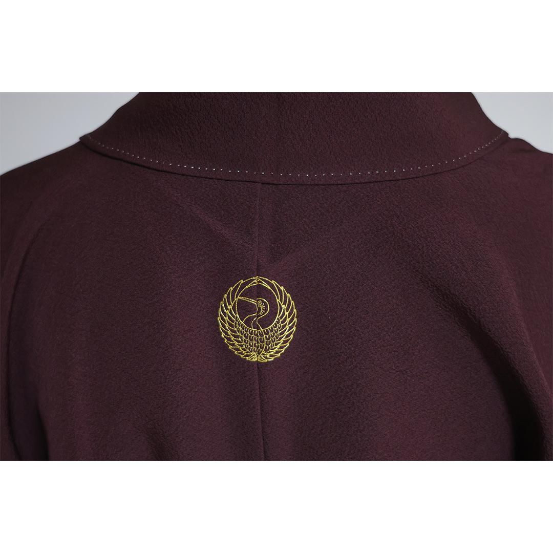 【美品】無地振袖3点セット ◆トールサイズ170.5cmエンジRa58