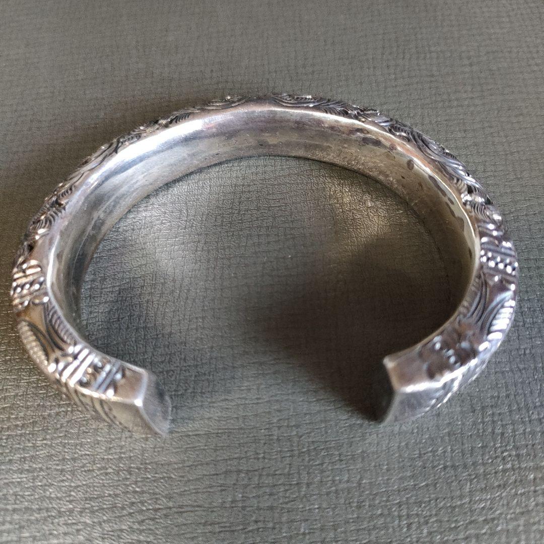 スターリングシルバー フローラルカフブレスレット