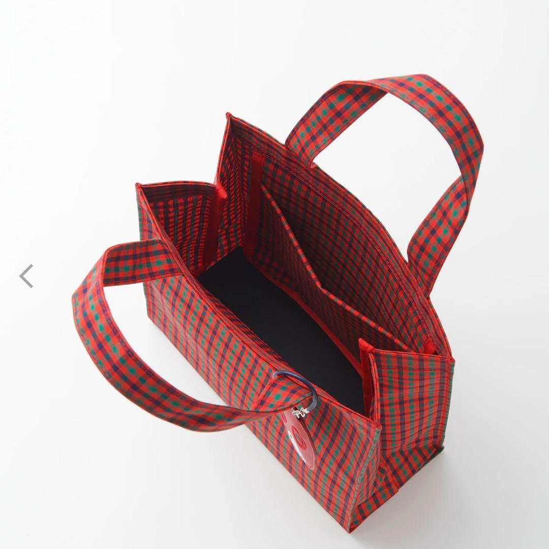 ファミリア 小 トートバッグ 赤 チェック 新品タグ付き