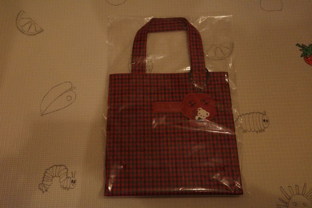 ファミリア 小 トートバッグ 赤 チェック 新品タグ付き