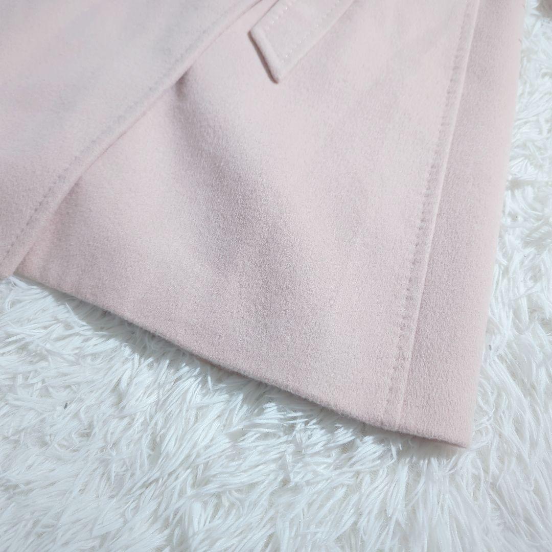 INED アンゴラ カシミア混 チェスターコート ファーストール付き ベルト