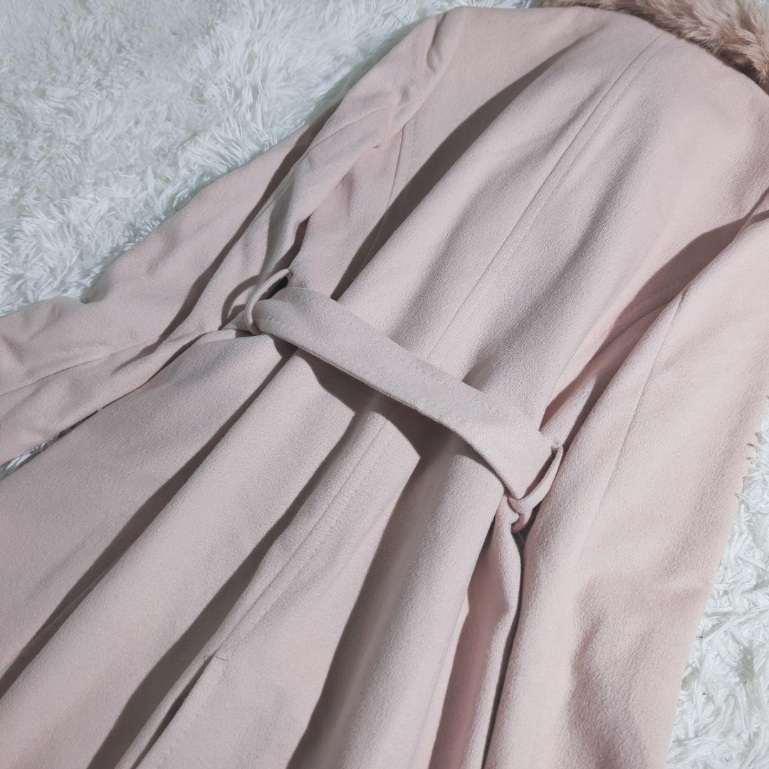 INED アンゴラ カシミア混 チェスターコート ファーストール付き ベルト