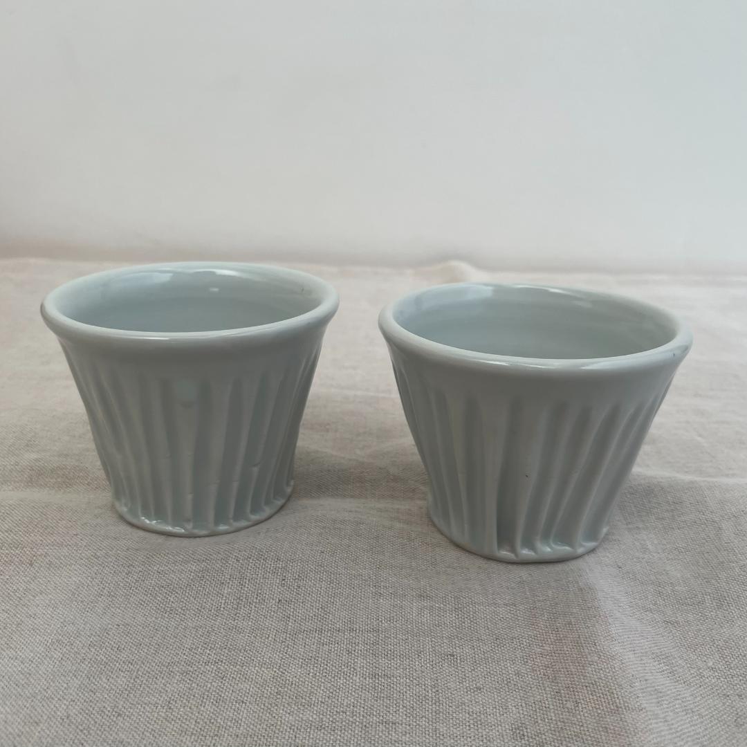 伊藤聡信　白磁しのぎ　湯呑　2個セット