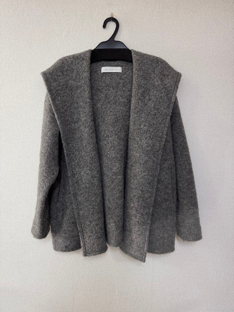 GALERIE VIE ギャルリーヴィ アルパカ混　ウールフーディコート　グレー