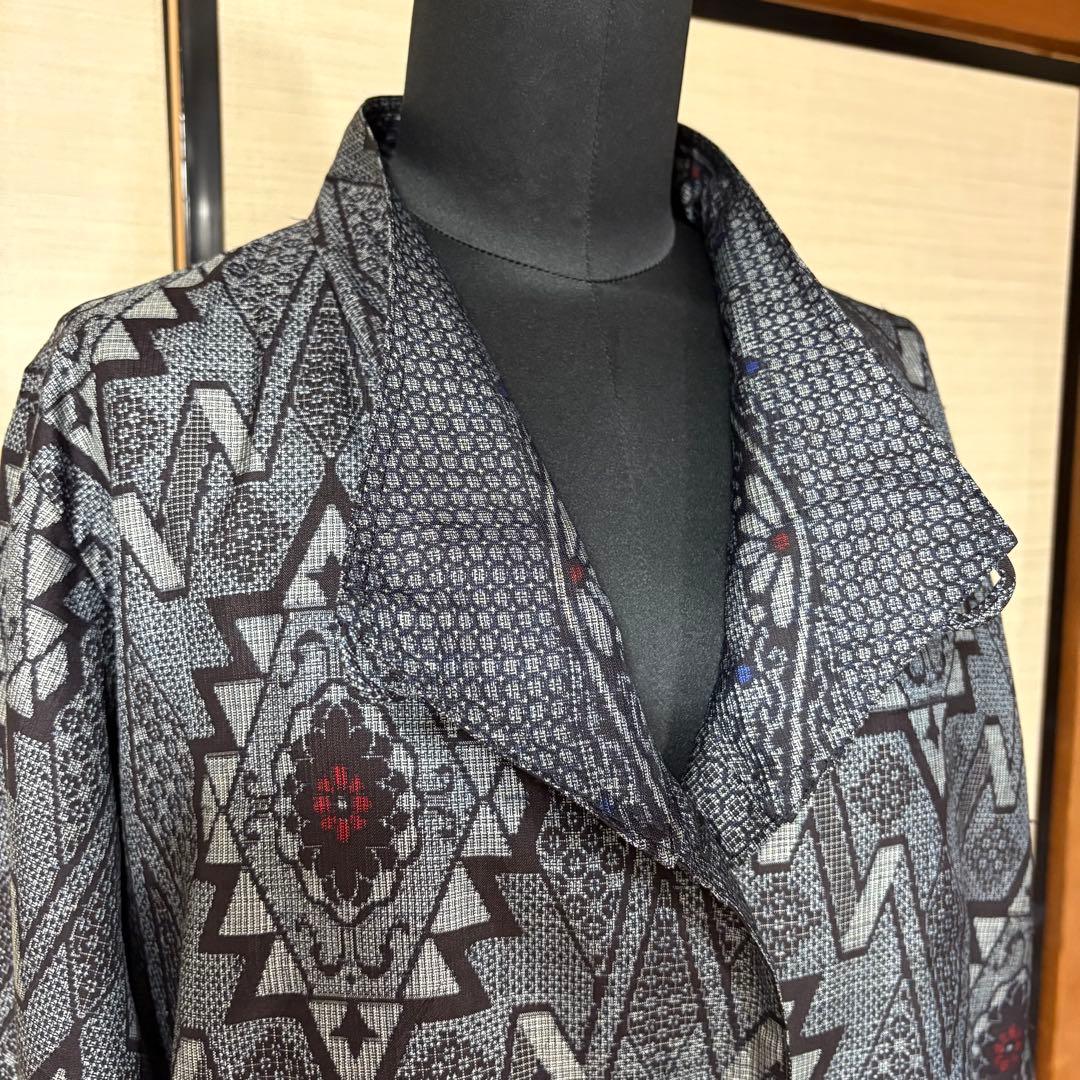 ロングコート　コートワンピース　着物リメイク　大島紬　アンティーク