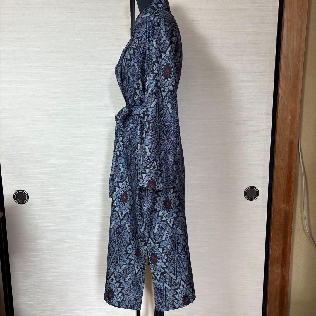 ロングコート　コートワンピース　着物リメイク　大島紬　アンティーク