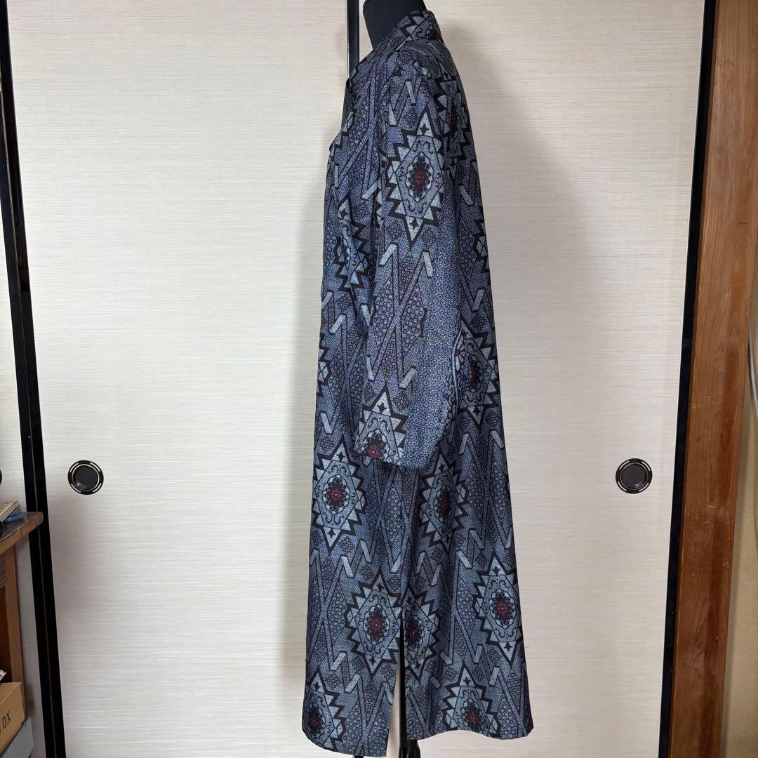 ロングコート　コートワンピース　着物リメイク　大島紬　アンティーク