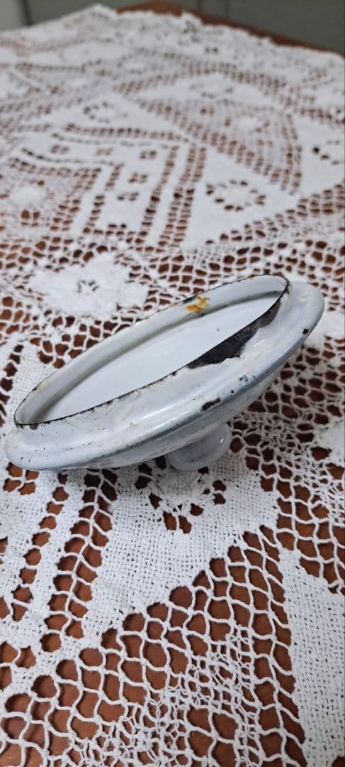 アンティークホーローキャニスター /パンジー柄