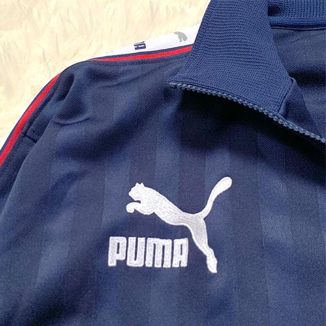 極美品✨️PUMA ジャージ上下 XL ネイビー 90′s ビッグ・刺繍ロゴ