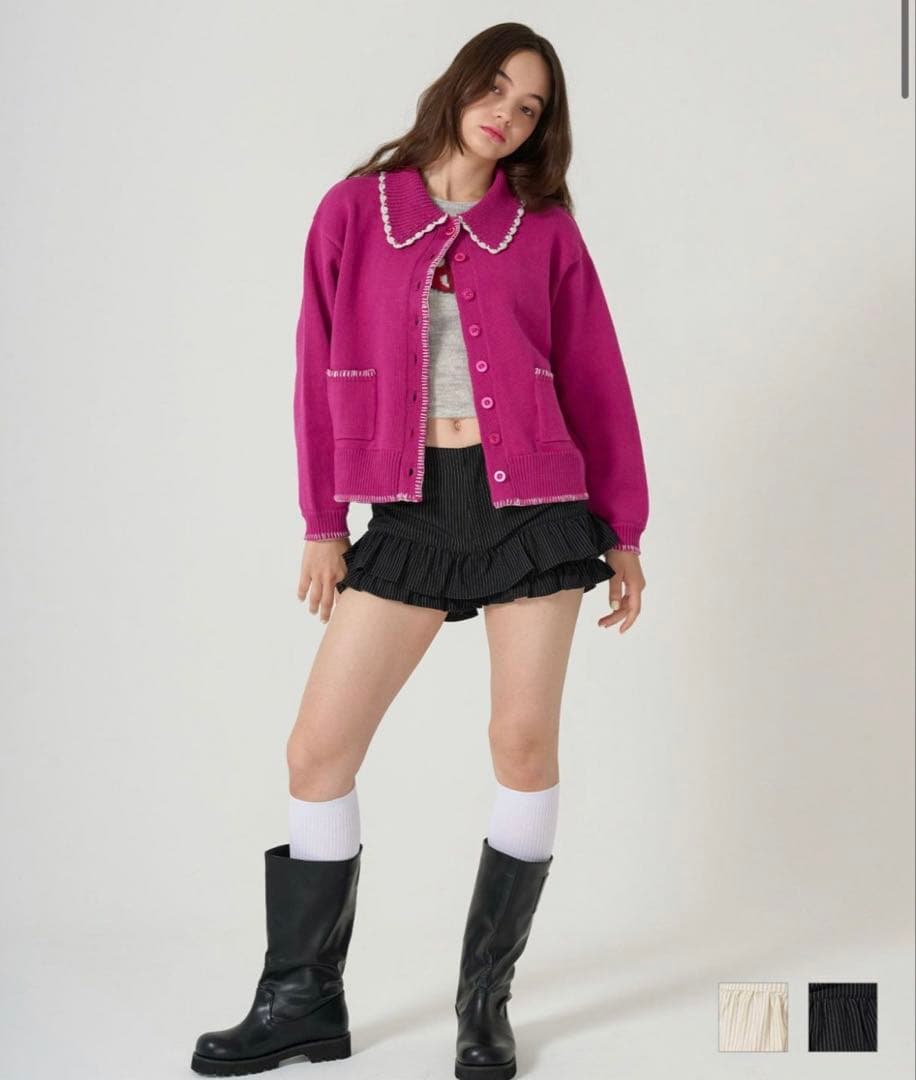 Tina jojun ピンストライプ ティアード ショートパンツ ブラック S