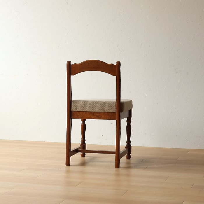 アンティーク 小ぶりなイス 布張り ナラ 木製 古家具 無垢材