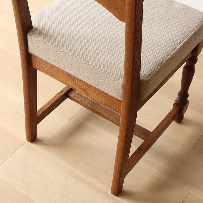 アンティーク 小ぶりなイス 布張り ナラ 木製 古家具 無垢材