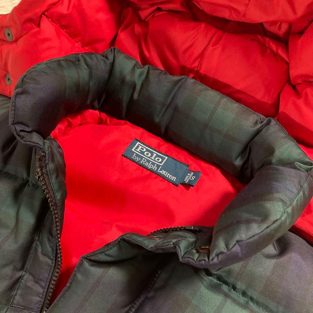 極美品 ポロバイラルフローレン ダウンベスト チェック ブラックウォッチ S