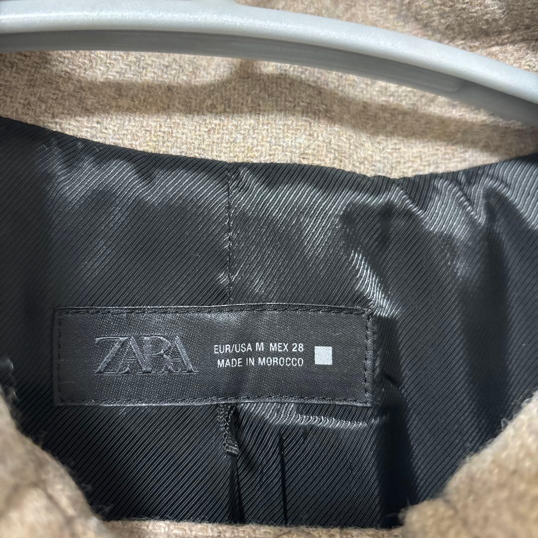 【美品】ウール混ショート丈ダブルブレストコート　ベージュ　M